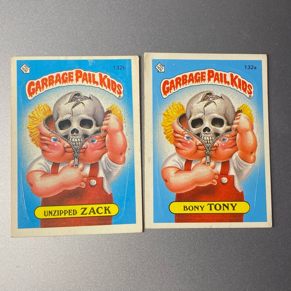 Garbage Pail Kids Trading Cards - Unzipped Zack & Bony Tony 1986 vintage